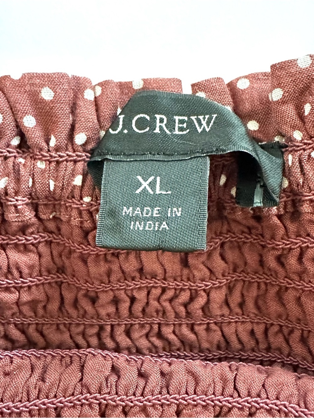 ✨Matching Set✨ J.Crew Smocked Top & Wrap Slip Skirt in Sable Polka Dot | XL - Picture 3 of 14